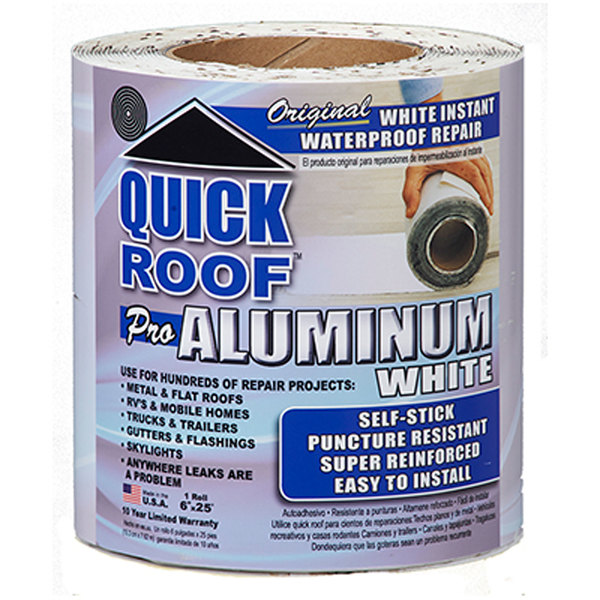 Cofair Products Cofair Products WQR625 Quick Roof Pro Aluminum Surface Tape White - 6" x 25' WQR625